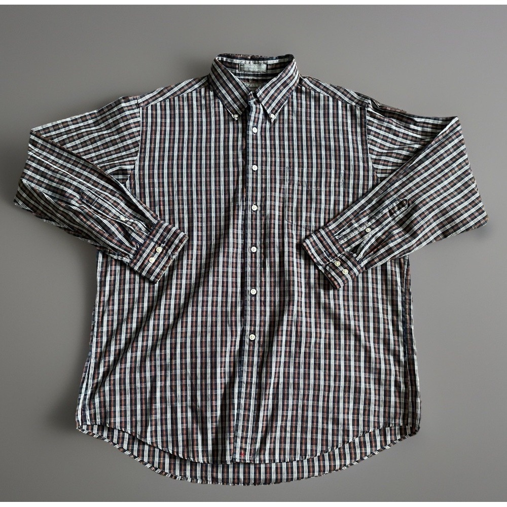 Hathaway Long Sleeve Button Down Shirt Blue Green Red Plaid Large JBHS